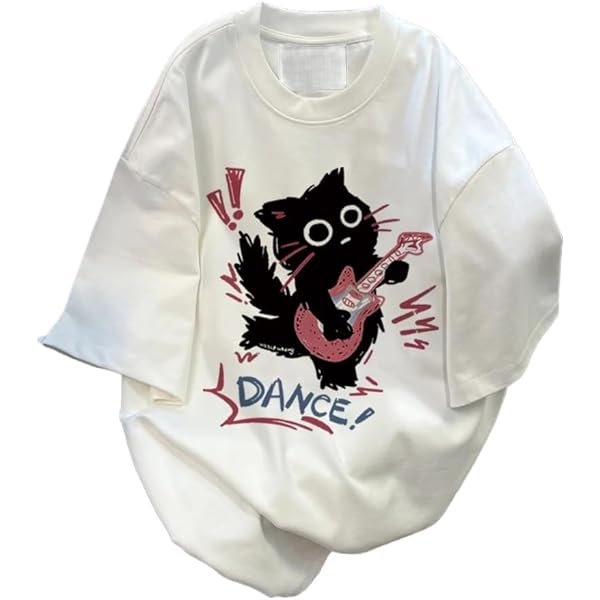 Women Vintage T-Shirt Y2K Cat Graphic Harajuku Tee Tops Summer Emo